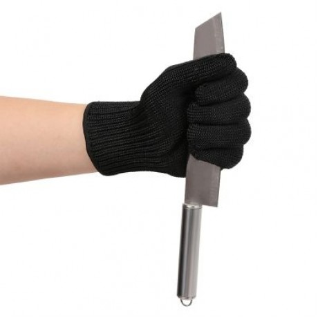 Pair of High Strength Polyester Cut-resistant Safety Gloves (BLACK)