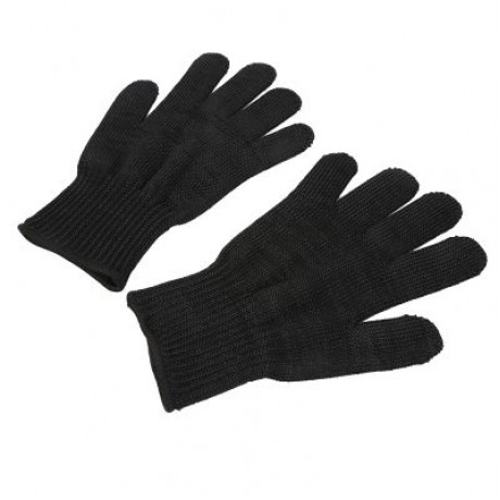 Pair of High Strength Polyester Cut-resistant Safety Gloves (BLACK)