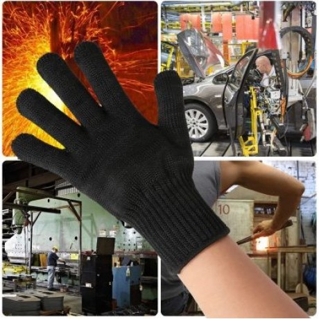 Pair of High Strength Polyester Cut-resistant Safety Gloves (BLACK)