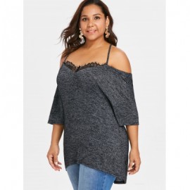 Plus Size Three Quarter Sleeve Tunic T-shirt (BLACK)