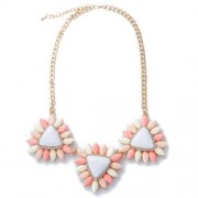 ELEGANT CANDY COLOR FAUX GEMSTONE EMBELLISHED PENDANT NECKLACE FOR WOMEN (PINK)