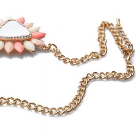 ELEGANT CANDY COLOR FAUX GEMSTONE EMBELLISHED PENDANT NECKLACE FOR WOMEN (PINK)