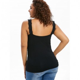 Plus Size Retro Lace Up Tank Top (BLACK)