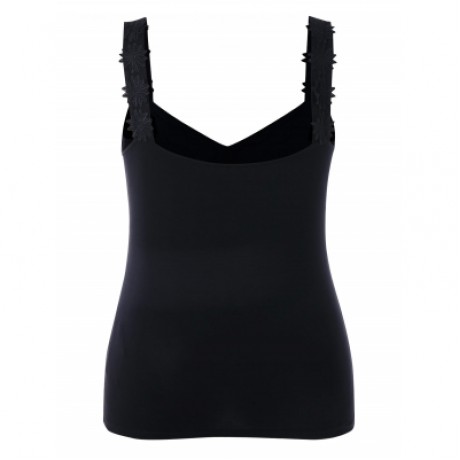 Plus Size Retro Lace Up Tank Top (BLACK)
