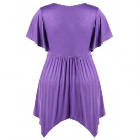 Plus Size Lace Up Handkerchief T-shirt (MEDIUM PURPLE)