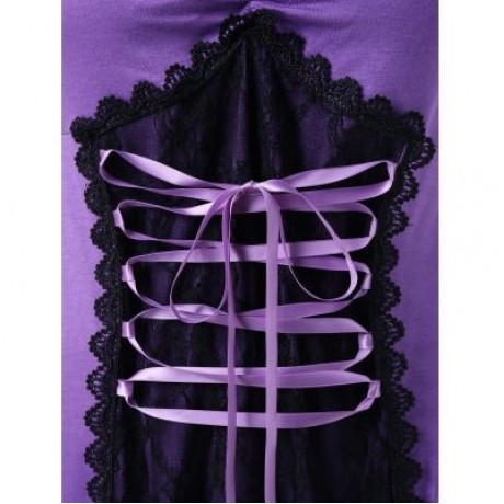 Plus Size Lace Up Handkerchief T-shirt (MEDIUM PURPLE)