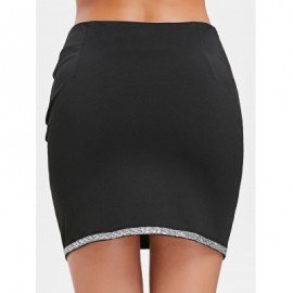 High Waist Sequins Bodycon Skirt (BLACK)