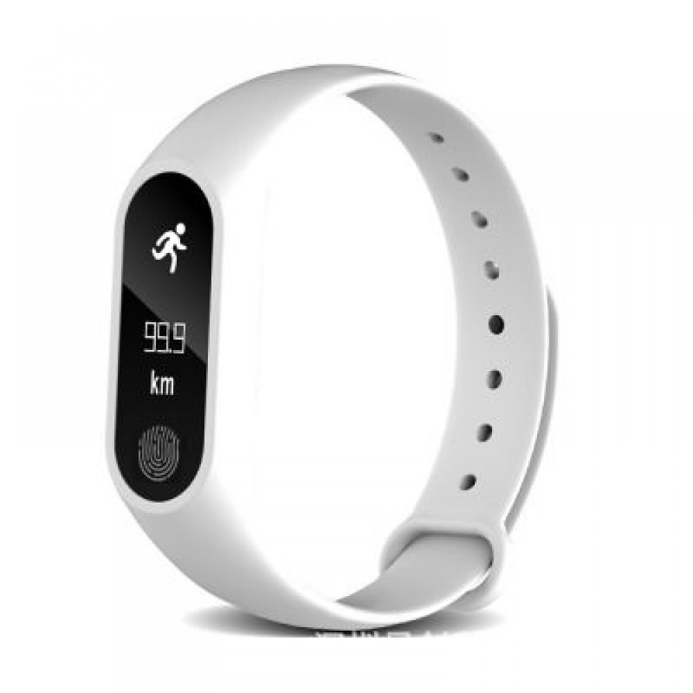 M2 Waterproof Fitness Smart Bracelet Heart Rate Monitor for iPhone Android (WHITE)