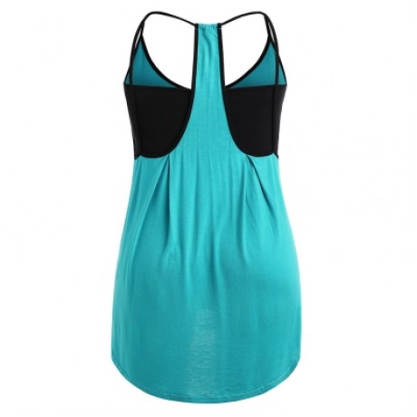 Plus Size Cami High Low Hem Tank Top (MACAW BLUE GREEN)