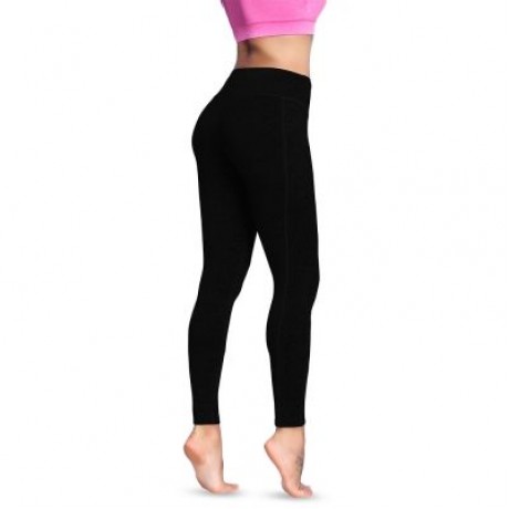 High Waist Pocket Skinny Elastic Solid Color Women Yoga Pants (BLACK)