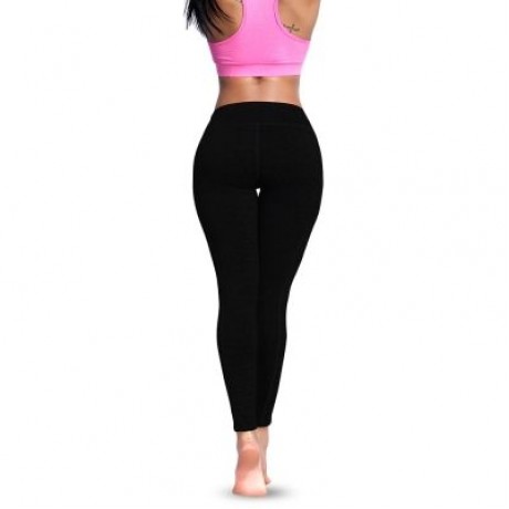 High Waist Pocket Skinny Elastic Solid Color Women Yoga Pants (BLACK)