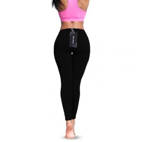 High Waist Pocket Skinny Elastic Solid Color Women Yoga Pants (BLACK)