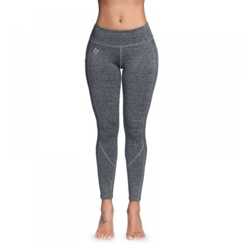 High Waist Pocket Skinny Elastic Solid Color Women Yoga Pants (GRAY)