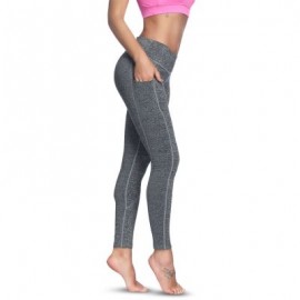 High Waist Pocket Skinny Elastic Solid Color Women Yoga Pants (GRAY)