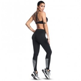 High Waist Pocket Stripe Skinny Elastic Women Yoga Pants (BLACK)