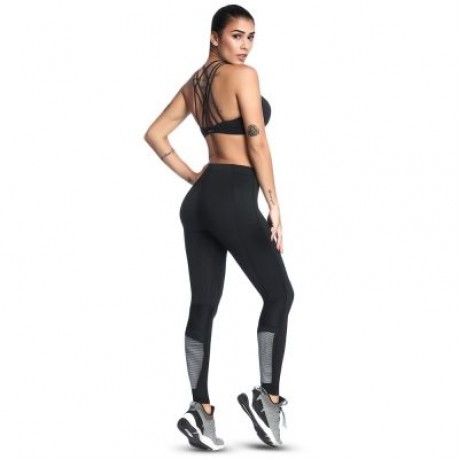 High Waist Pocket Stripe Skinny Elastic Women Yoga Pants (BLACK)