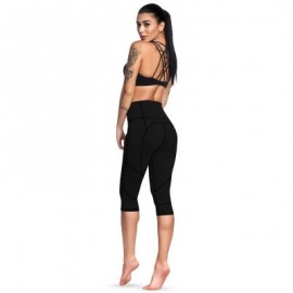 High Waist Skinny Pocket Elastic Yoga Women Cropped Pants (BLACK)