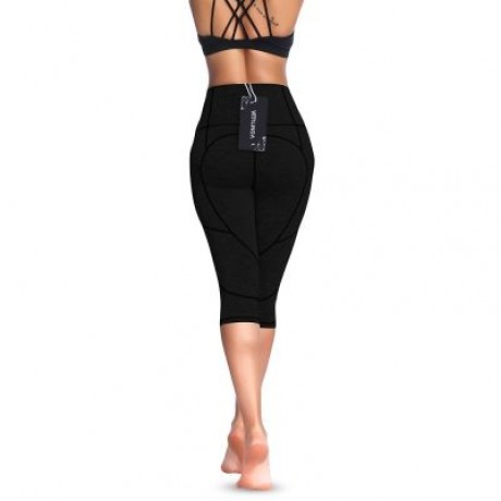 High Waist Skinny Pocket Elastic Yoga Women Cropped Pants (BLACK)
