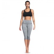 High Waist Skinny Pocket Elastic Yoga Women Cropped Pants (JET GRAY)