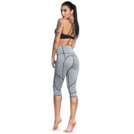 High Waist Skinny Pocket Elastic Yoga Women Cropped Pants (JET GRAY)