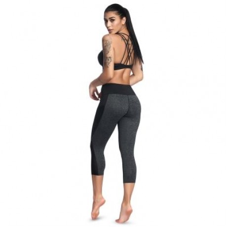 Mid Waist Color Blocking Pocket Spliced Mesh Elastic Skinny Women Cropped Pants (LIGHT SLA