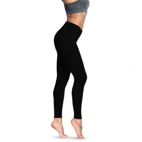 High Waist Skinny Solid Color Elastic Women Yoga Pants (BLACK)