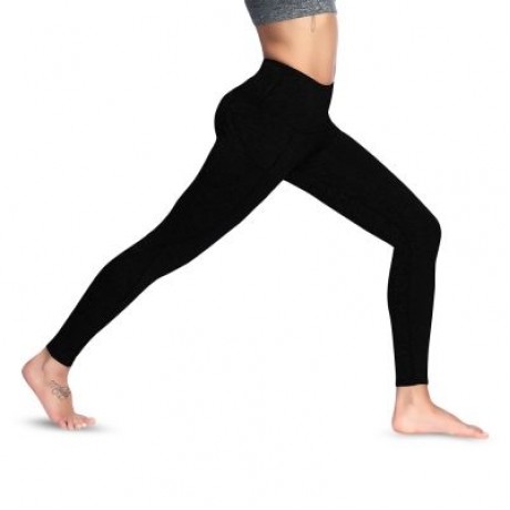 High Waist Skinny Solid Color Elastic Women Yoga Pants (BLACK)