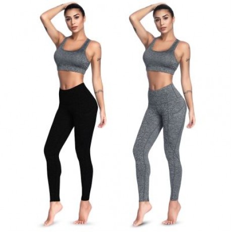 High Waist Skinny Solid Color Elastic Women Yoga Pants (BLACK)
