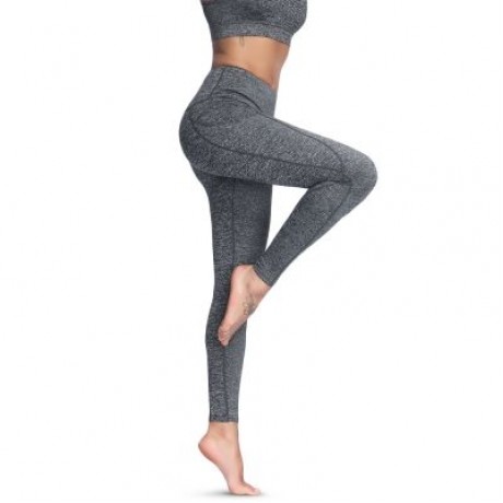 High Waist Skinny Solid Color Elastic Women Yoga Pants (LIGHT SLATE GRAY)