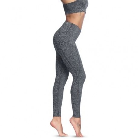 High Waist Skinny Solid Color Elastic Women Yoga Pants (LIGHT SLATE GRAY)