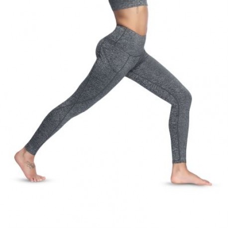 High Waist Skinny Solid Color Elastic Women Yoga Pants (LIGHT SLATE GRAY)