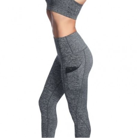 High Waist Skinny Solid Color Elastic Women Yoga Pants (LIGHT SLATE GRAY)