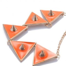 CUTE CANDY COLOR RIVET EMBELLISHED NECKLACE FOR WOMEN (ORANGE)