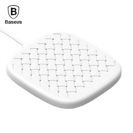 Baseus BSWC - P13 Fast Wireless Charger Woven Leather Charging Pad 10W (WHITE)