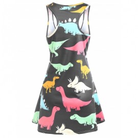 Plus Size Dinosaur Print Tank Dress (GRAY)