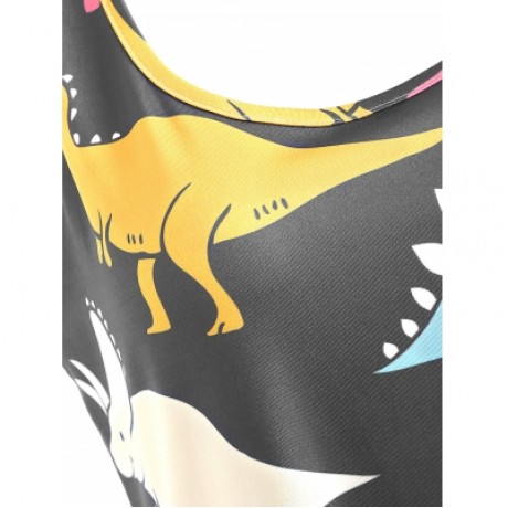 Plus Size Dinosaur Print Tank Dress (GRAY)