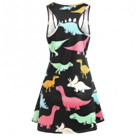 Plus Size Dinosaur Print Tank Dress (BLACK)
