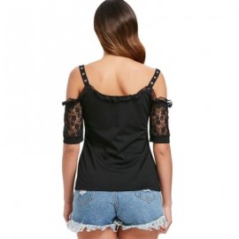 Lacing Front Short Sleeve T-shirt (BLACK)