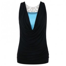 Sleeveless Crochet Back Panel Tank Top (BLACK)