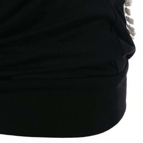 Sleeveless Crochet Back Panel Tank Top (BLACK)