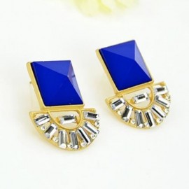 PAIR OF DELICATE SQUARE SHAPE EARRINGS FOR WOMEN (BLUE)