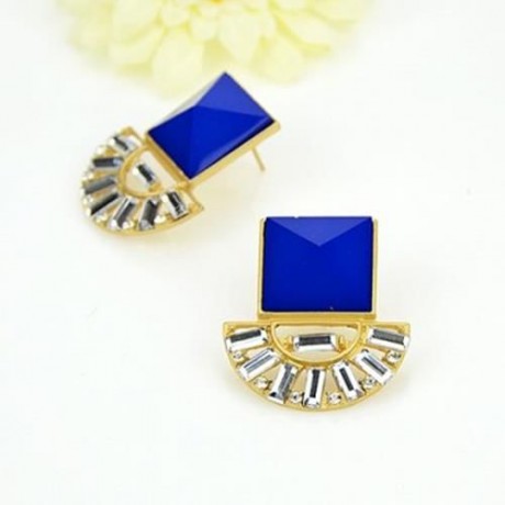 PAIR OF DELICATE SQUARE SHAPE EARRINGS FOR WOMEN (BLUE)