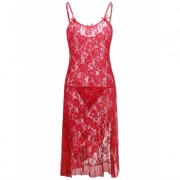 Plus Size Floral Print Ruffle Hem Slip Dress  (LOVE RED)