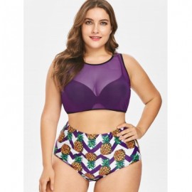 Pineapple High Waisted Plus Size Tankini Set (PURPLE IRIS)