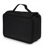 Student Large Capacity 4 Layer Pencil Case Portable Pen Bag for Sketching Class (BLACK)