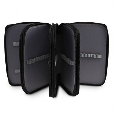 Student Large Capacity 4 Layer Pencil Case Portable Pen Bag for Sketching Class (BLACK)