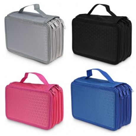 Student Large Capacity 4 Layer Pencil Case Portable Pen Bag for Sketching Class (GRAY)