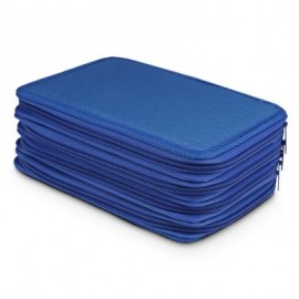 Student Large Capacity 4 Layer Pencil Case Portable Pen Bag for Sketching Class (BLUE)