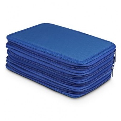 Student Large Capacity 4 Layer Pencil Case Portable Pen Bag for Sketching Class (BLUE)