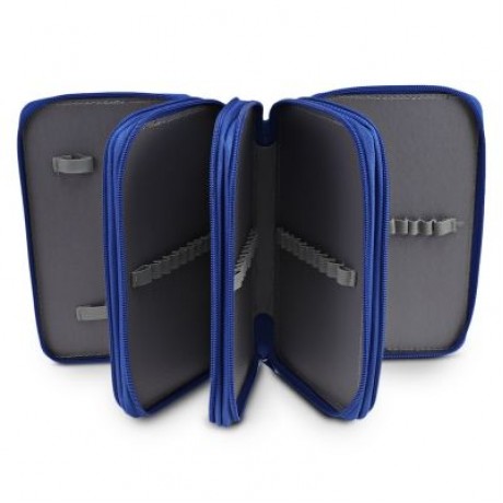 Student Large Capacity 4 Layer Pencil Case Portable Pen Bag for Sketching Class (BLUE)